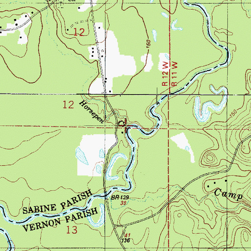 Topographic Map of Horsepen Creek, LA