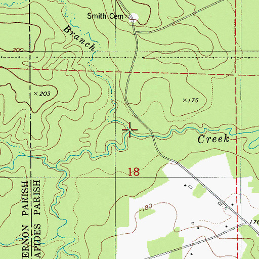 Topographic Map of Houge Branch, LA