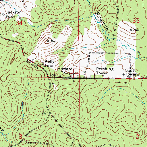 Topographic Map of Howard Tower, LA