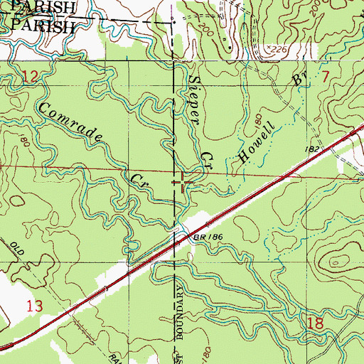 Topographic Map of Howell Branch, LA