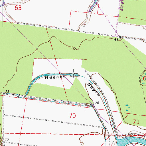 Topographic Map of Hughes Bayou, LA