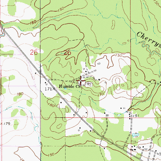Topographic Map of Humble Church, LA