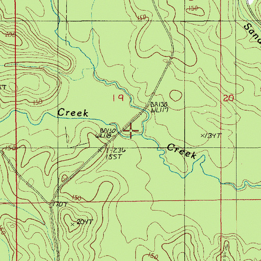 Topographic Map of Hurricane Creek, LA