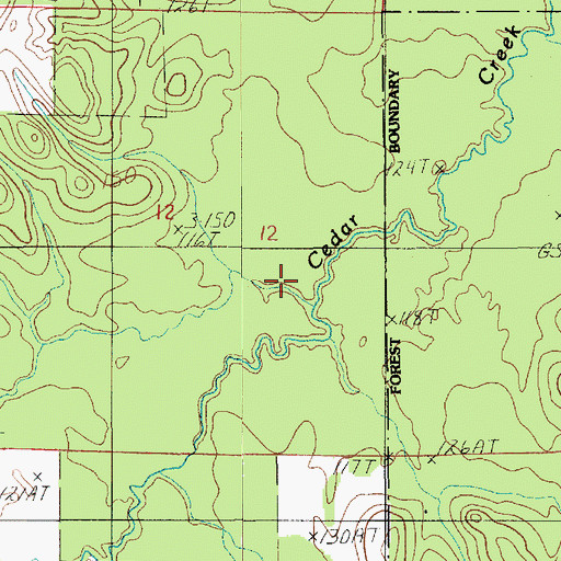 Topographic Map of Hurricane Creek, LA