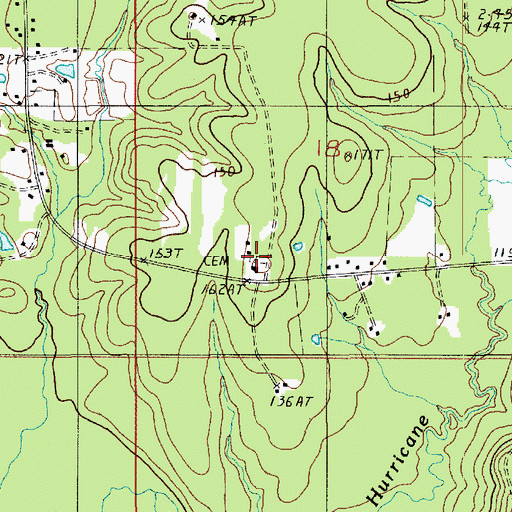 Topographic Map of Hurricane Creek Church, LA
