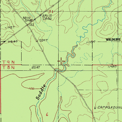 Topographic Map of Indian Creek, LA