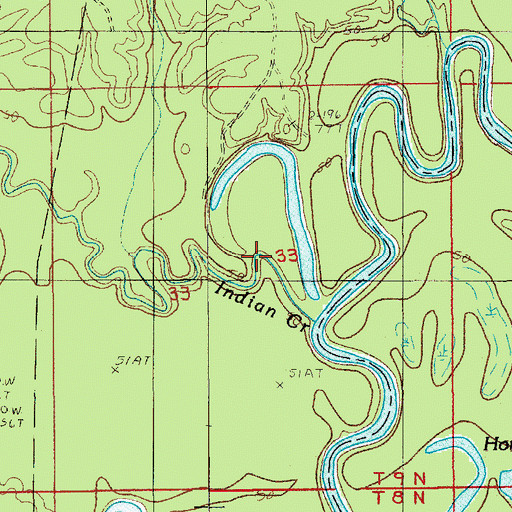 Topographic Map of Indian Creek, LA