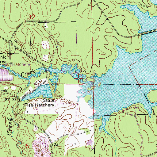 Topographic Map of Indian Creek, LA