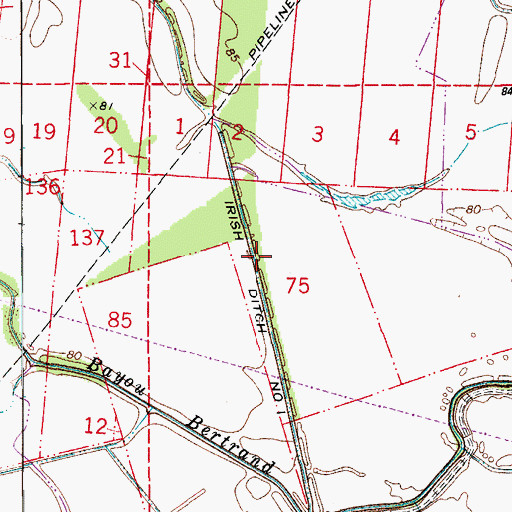 Topographic Map of Irish Ditch Number One, LA