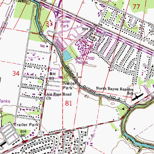 Topographic Map of Irish Ditch Number Two, LA