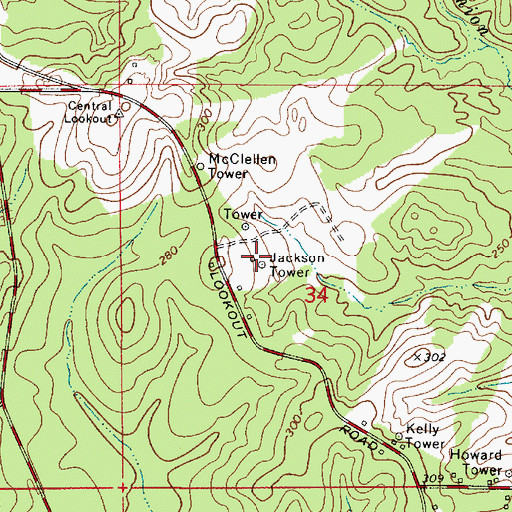 Topographic Map of Jackson Tower, LA