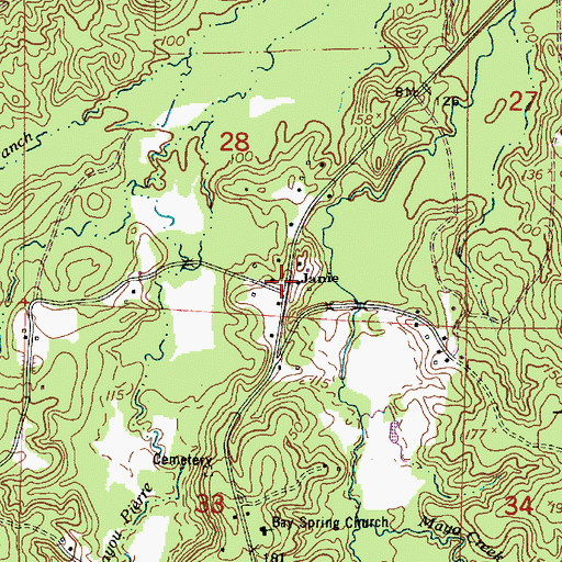 Topographic Map of Janie, LA