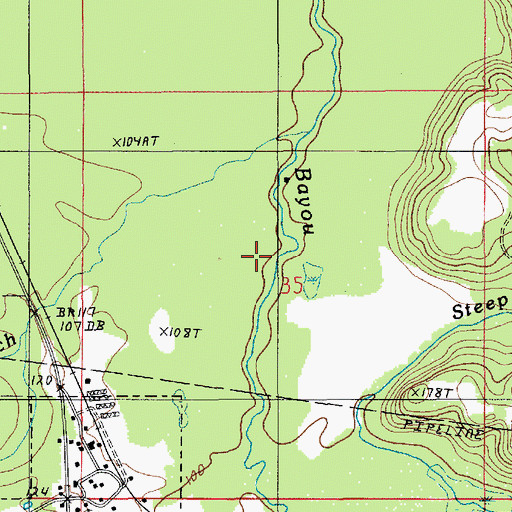 Topographic Map of Jenks Branch, LA