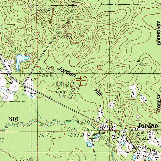 Topographic Map of Jordan Hill, LA