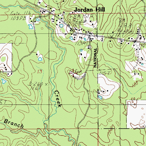 Topographic Map of Jordon Hill Cemetery, LA
