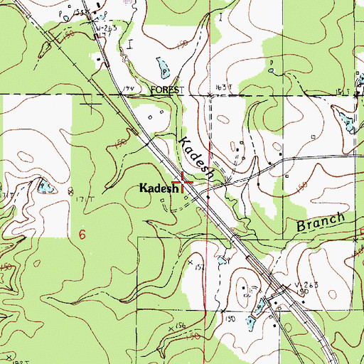 Topographic Map of Kadesh, LA