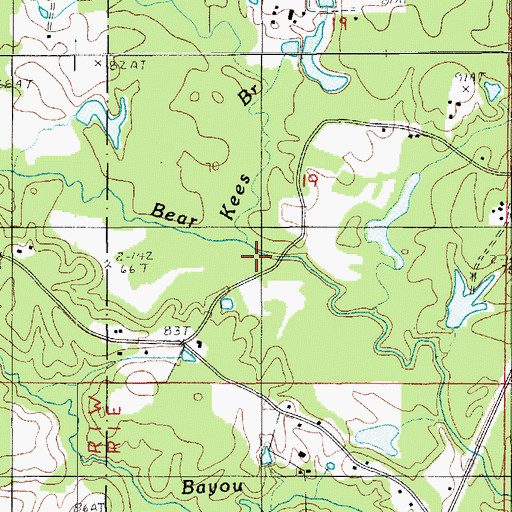 Topographic Map of Kees Branch, LA