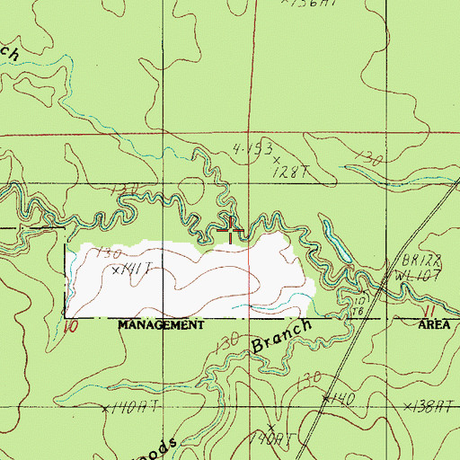 Topographic Map of Kenny Branch, LA