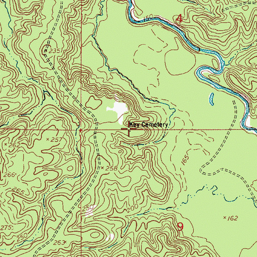 Topographic Map of Key Cemetery, LA