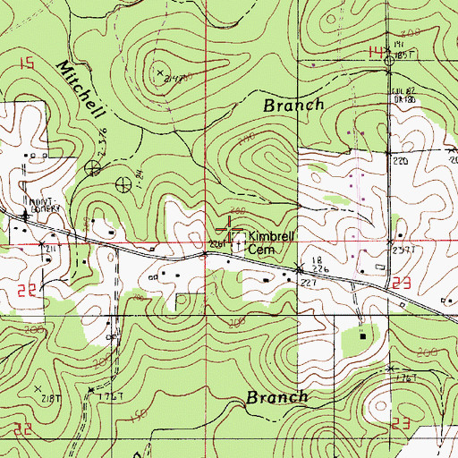 Topographic Map of Kimbrell Cemetery, LA