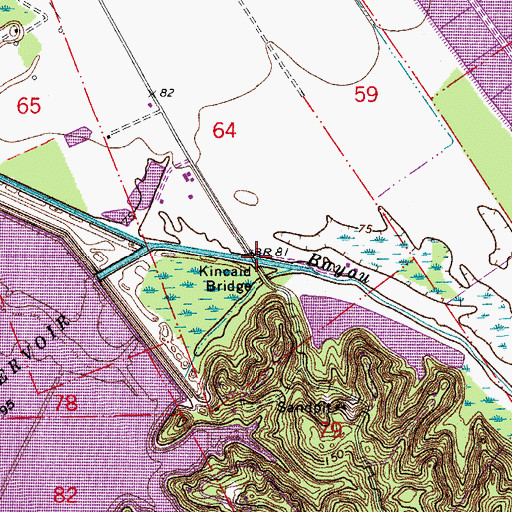 Topographic Map of Kincaid Bridge, LA