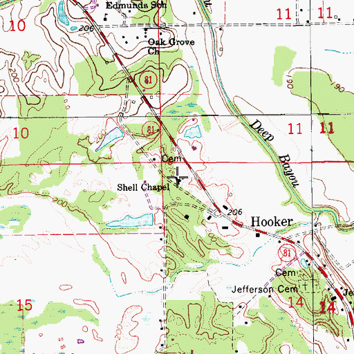 Topographic Map of Shell Chapel, AR