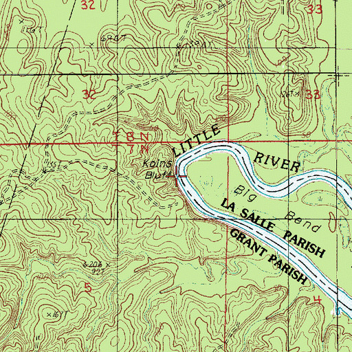 Topographic Map of Koins Bluff, LA