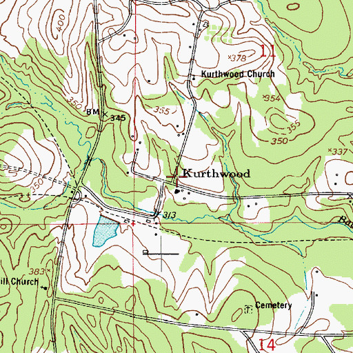 Topographic Map of Kurthwood, LA