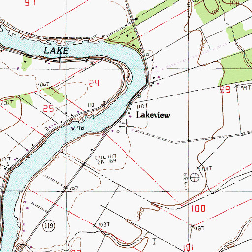 Topographic Map of Lakeview, LA