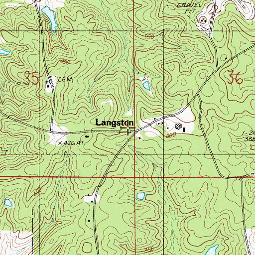 Topographic Map of Langston, LA
