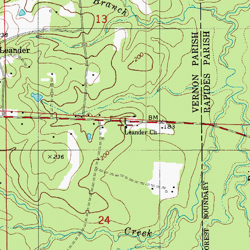 Topographic Map of Leander Church, LA