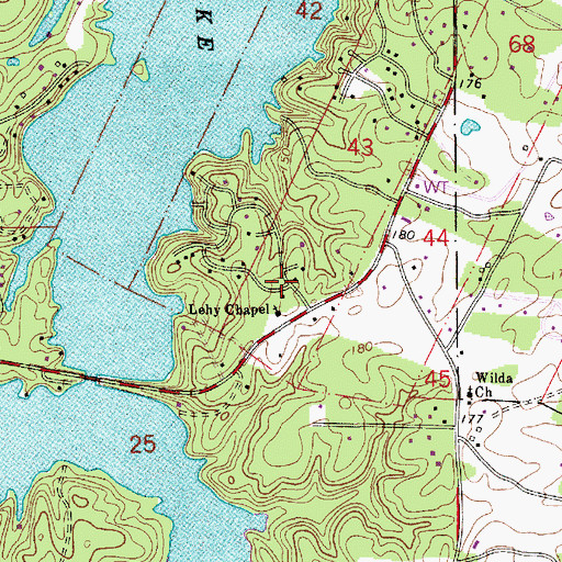 Topographic Map of Lehy Chapel, LA