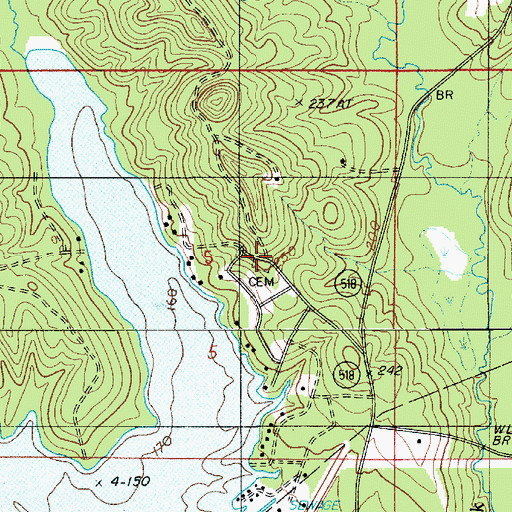 Topographic Map of Liberty Hill Cemetery, LA