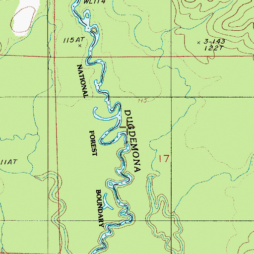 Topographic Map of Lick Creek, LA