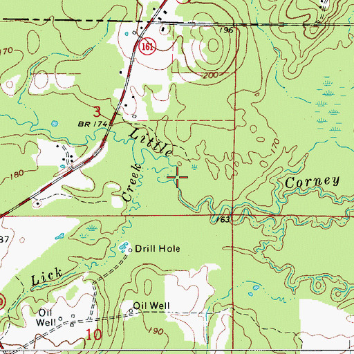 Topographic Map of Lick Creek, LA