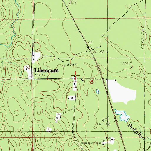 Topographic Map of Lincecum, LA
