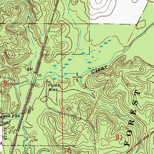Topographic Map of Little Bayou Clear, LA