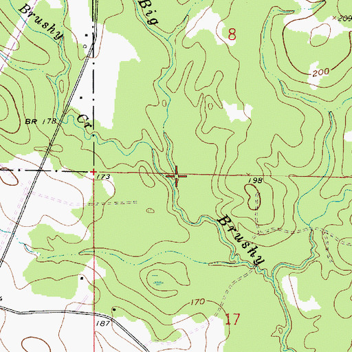 Topographic Map of Little Brushy Creek, LA