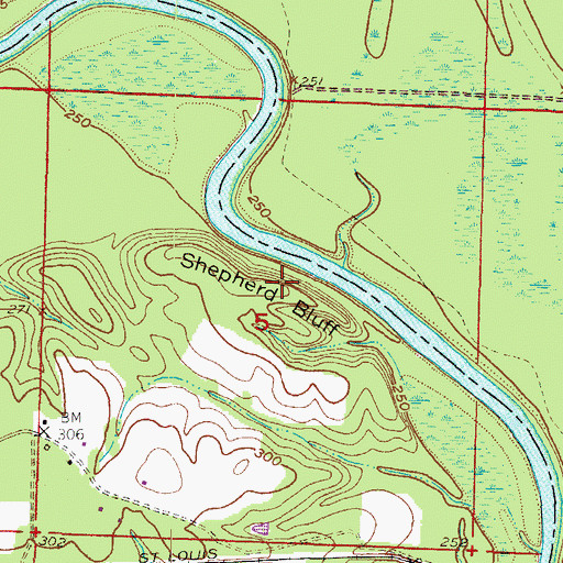 Topographic Map of Shepherd Bluff, AR