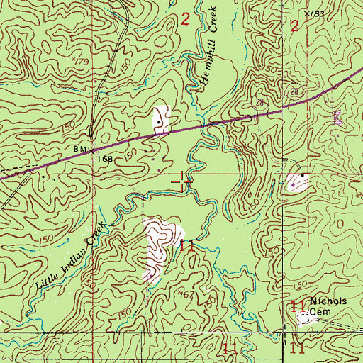 Topographic Map of Little Indian Creek, LA