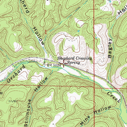 Topographic Map of Shepherd Crossing Spring, AR