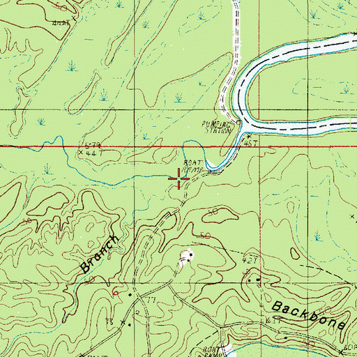 Topographic Map of Long Branch, LA