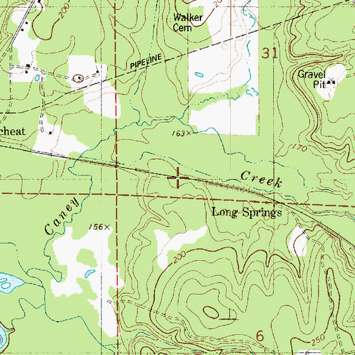 Topographic Map of Long Springs, LA