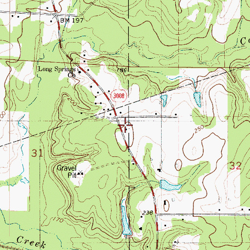 Topographic Map of Long Springs School, LA