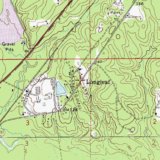 Topographic Map of Longleaf, LA