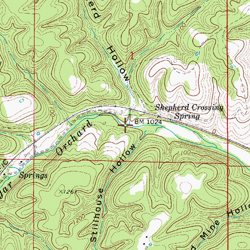 Topographic Map of Shepherd Hollow, AR