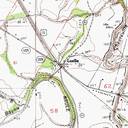 Topographic Map of Luella, LA