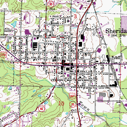 Topographic Map of Sheridan, AR