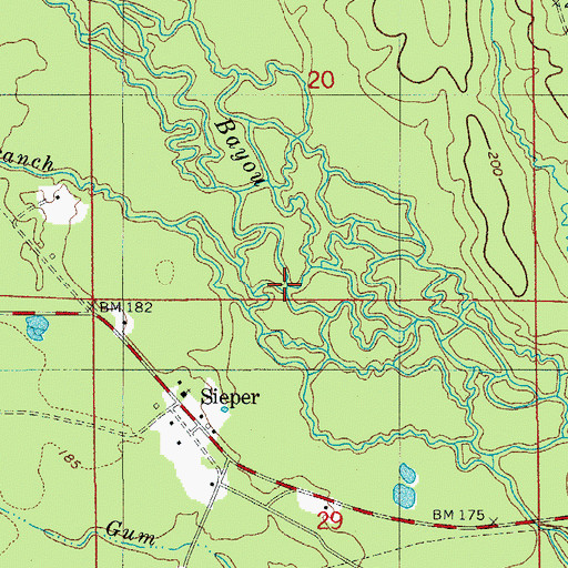 Topographic Map of Majors Branch, LA