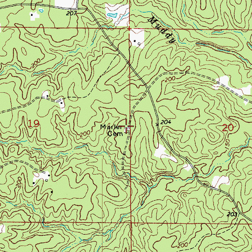 Topographic Map of Marler Cemetery, LA